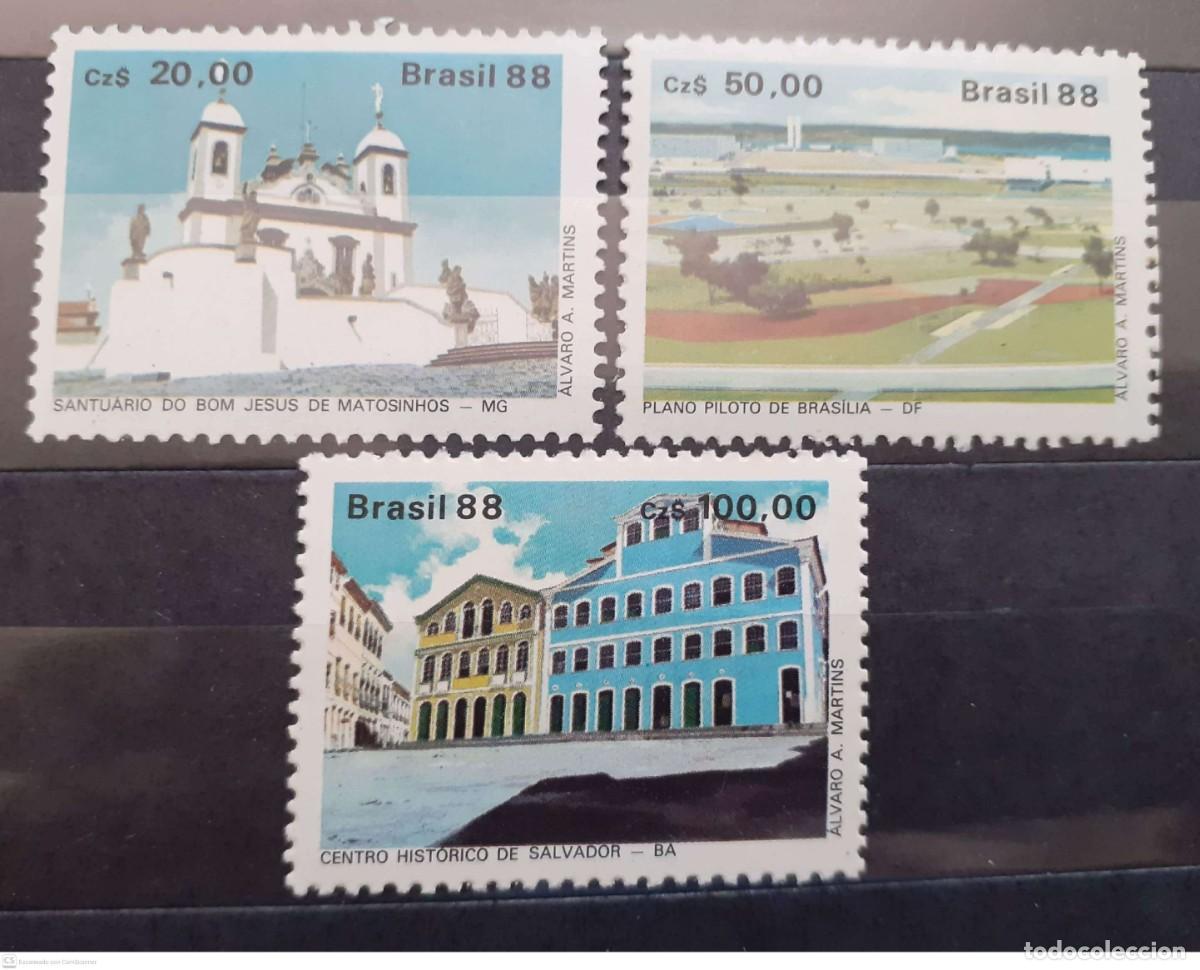 Sellos: BRASIL n&ordm; 1874/76** Lubrapex88. Lugares Patrimonio de la Humanidad. Serie completa