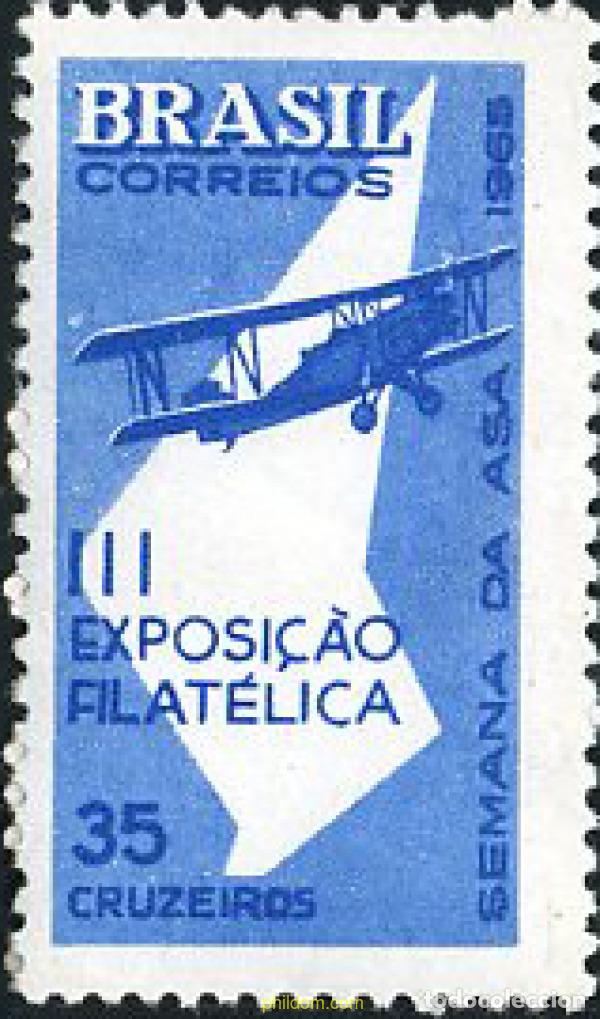 Sellos: 170502 MNH BRASIL 1965 SEMANA DE LA AVIACION I 3 EXPOSICION PHILATELICA