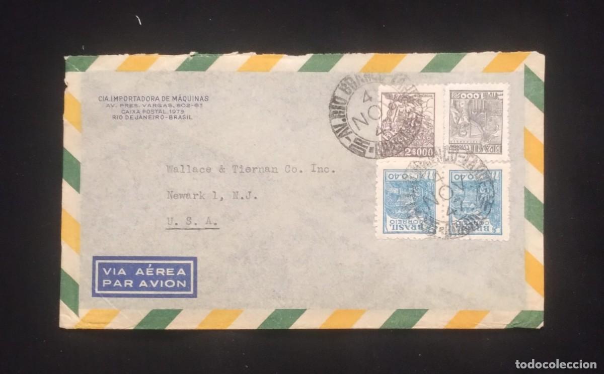 Sellos: TS) 1943 BRAZIL, COVER SENT FROM RIO DE JANEIRO TO NEW JERSEY, USA, AIRMAIL, MULTIPLE STAMPS, VF.