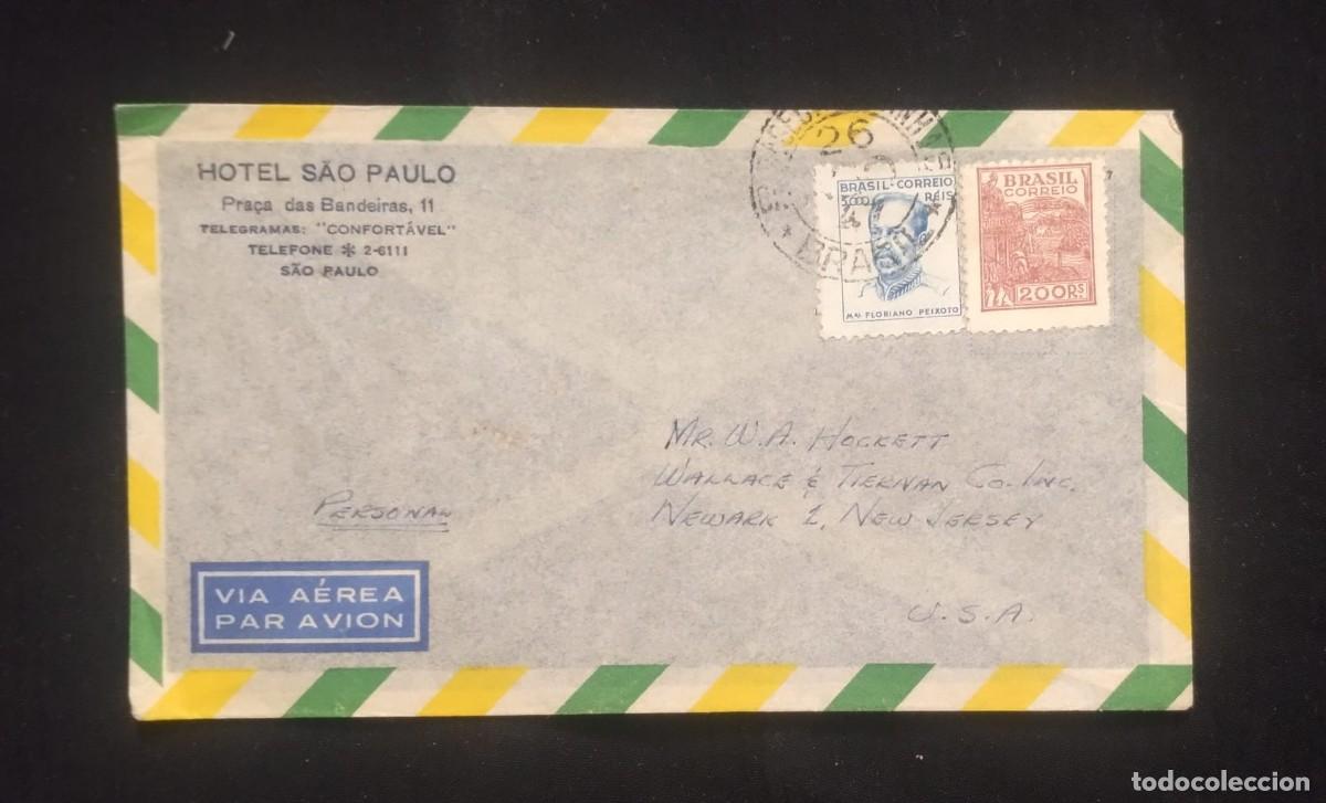 Sellos: TS) CIRCA 1950 BRAZIL, COVER SENT FROM SAO PAULO TO NEW JERSEY, AIRMAIL, MARSHAL FLORIANO PEIXOTO AN