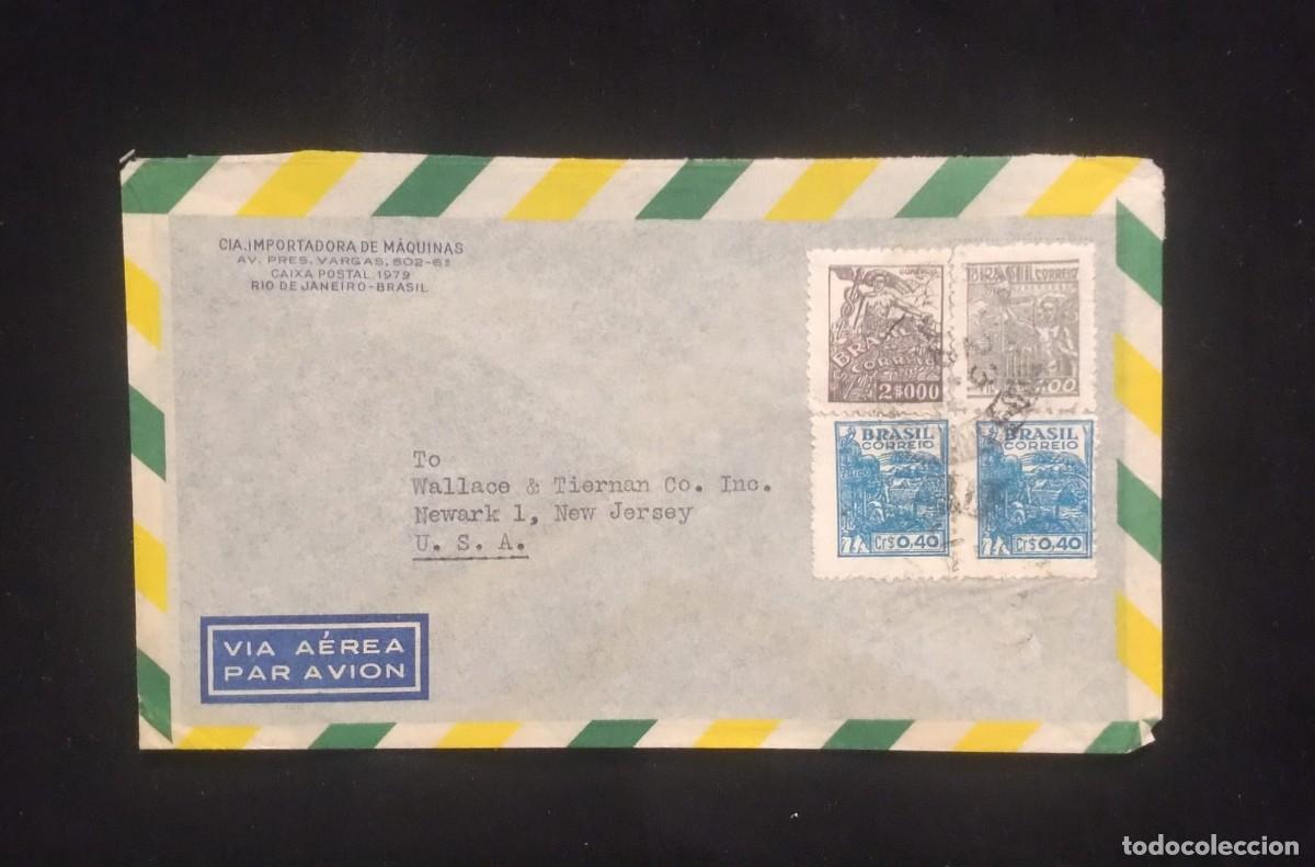 Sellos: TS) CIRCA 1948 BRAZIL, AIRMAIL, COVER SENT FROM RIO DE JANEIRO TO NEW JERSEY, USA, MULTIPLE STAMPS,