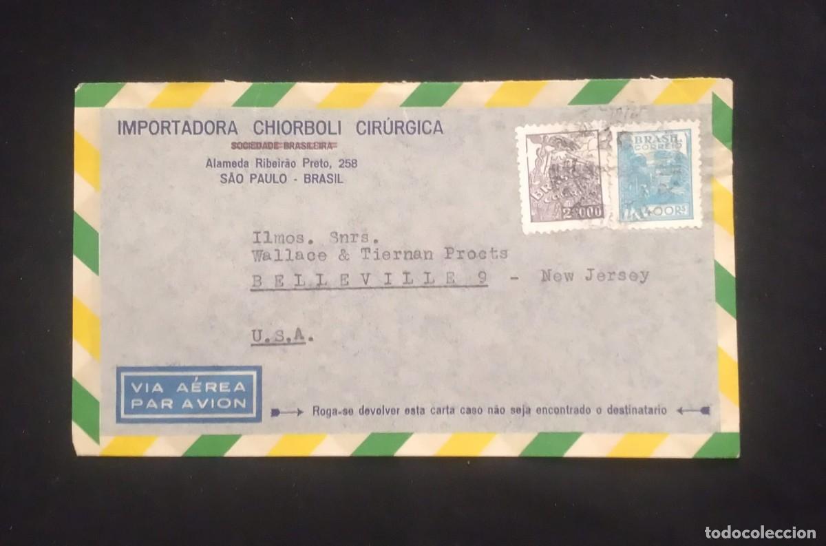 Sellos: TS) CIRCA 1942 BRAZIL, COVER SENT FROM SAO PAULO TO NEW JERSEY, AIRMAIL, WITH THE AGRICULTURE, INDUS