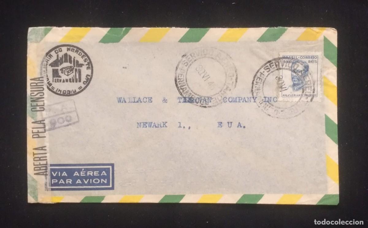 Sellos: TS) 1945 BRAZIL, CENSORSHIP, COVER SENT FROM RIO DE JANEIRO TO NEW JERSEY, AIRMAIL, WITH THE MARSHAL