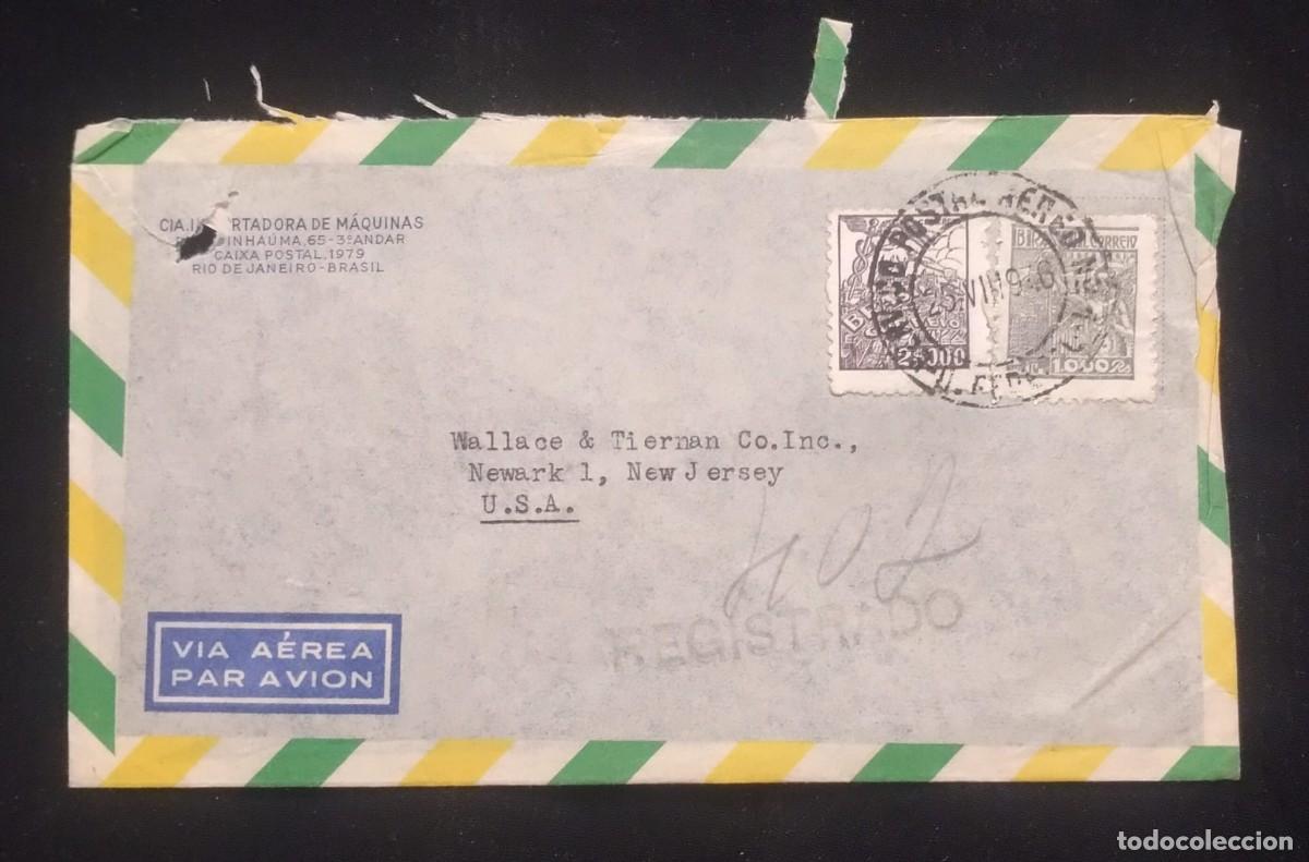 Sellos: TS) 1946 BRAZIL, COVER SENT FROM RIO DE JANEIRO TO NEW JERSEY, AIRMAIL, WITH THE AGRICULTURE ANDIRON