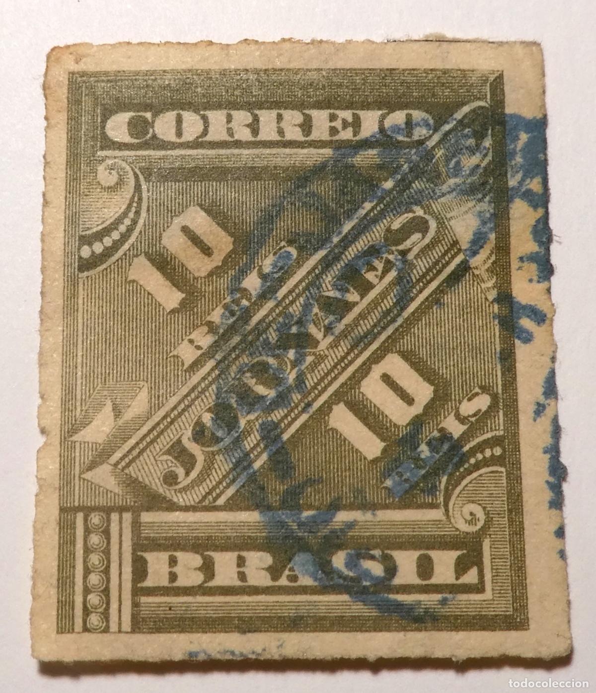 Sellos: Sello postal de Brasil 10 r&eacute;is 1889