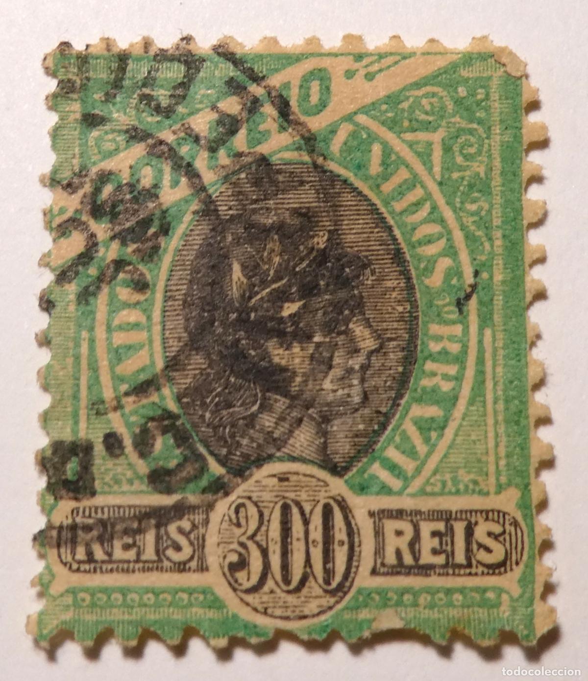 Sellos: Sello postal de Correos de Brasil 300 R&eacute;is 1894, Madrugada Republicana