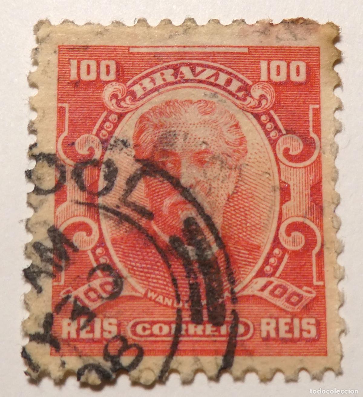 Sellos: Sello postal de Correos de Brasil 100 r&eacute;is de 1906, pol&iacute;tico brasile&ntilde;o Eduardo Wandenkolk