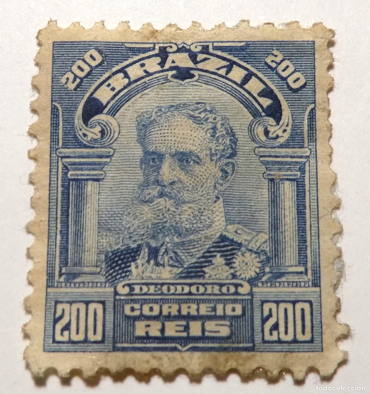 Sellos: Sello postal de Brasil de 200 r&eacute;is 1906, retrato del Mariscal Deodoro da Fonseca