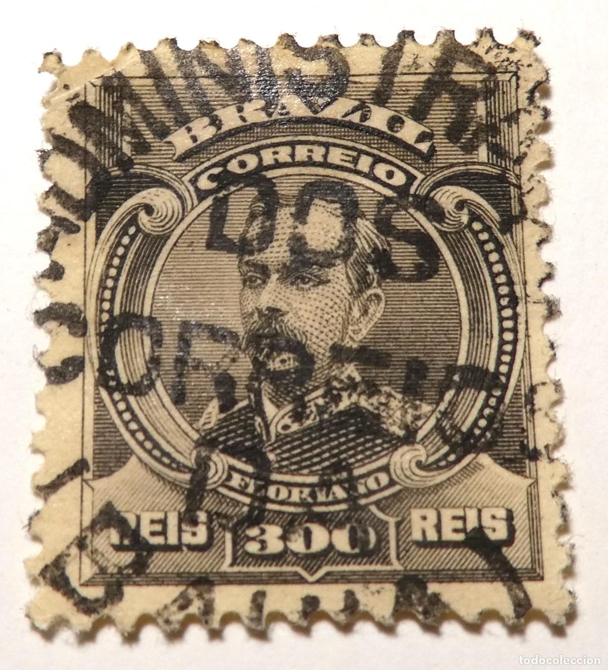 Sellos: Sello postal de Brasil de 300 r&eacute;is 1906, Floriano Peixoto