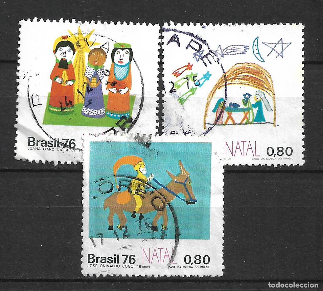Sellos: brasil 1976 navidad 3 sellos usado - 23/3