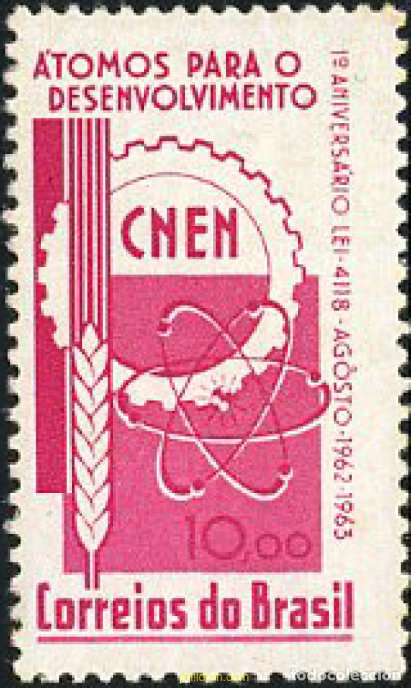 Sellos: 169661 MNH BRASIL 1963 1 ANIVERSARIO DE LA COMISION NACIONAL SOBRE LA ENERGIA ATOMICA
