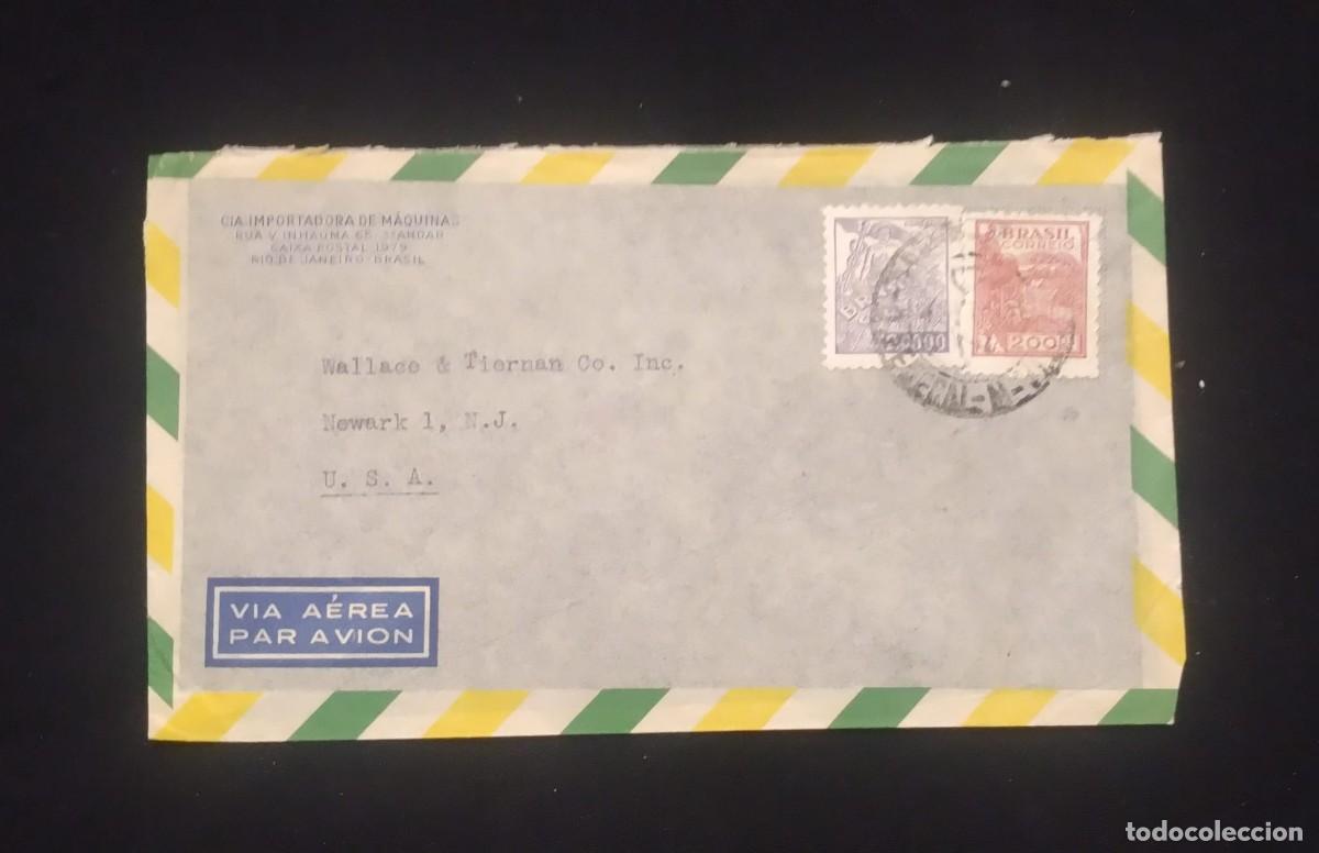 Sellos: TS) CIRCA 1950 BRAZIL, AIRMAIL, COVER SENT FROM RIO DE JANEIRO TO NEW JERSEY,WITH TRADE AND AGRICULT