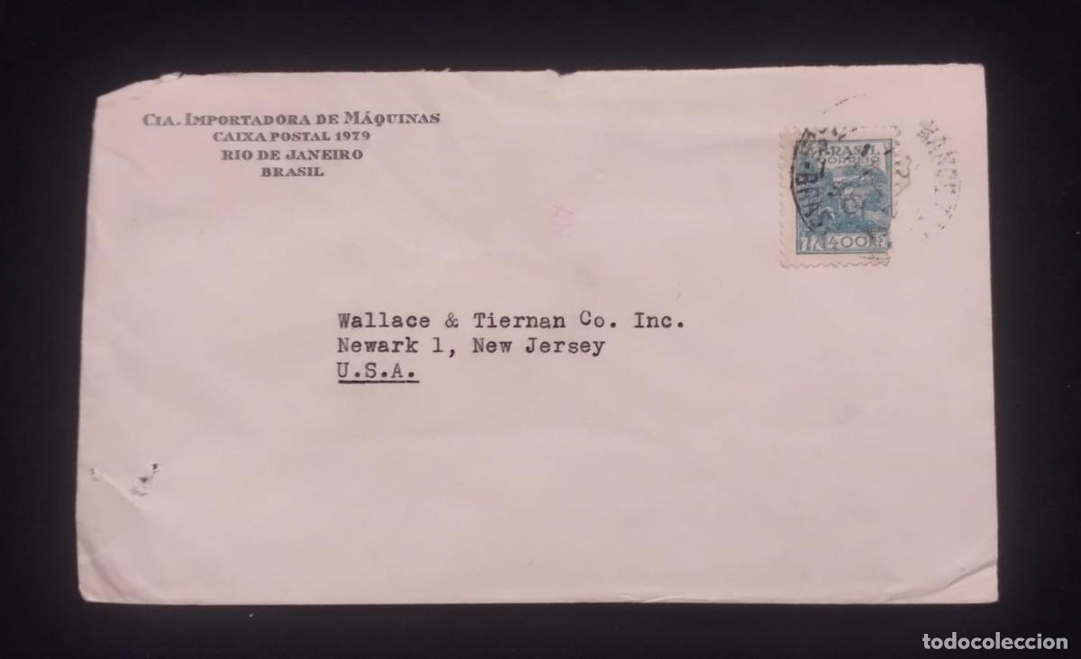 Sellos: TS) CIRCA 1937 BRAZIL, COVER SENT FROM RIO DE JANEIRO TO NEW JERSEY,WITH AGRICULTURE STAMP.