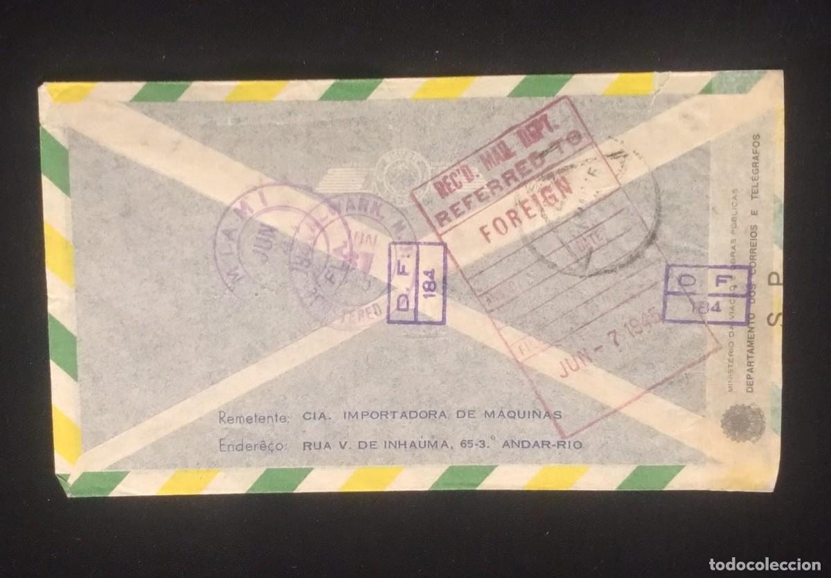 Sellos: TS) 1945 BRAZIL, CENSORSHIP,AIRMAIL, COVER SENT FROM RIO DE JANEIRO TO MIAMI.