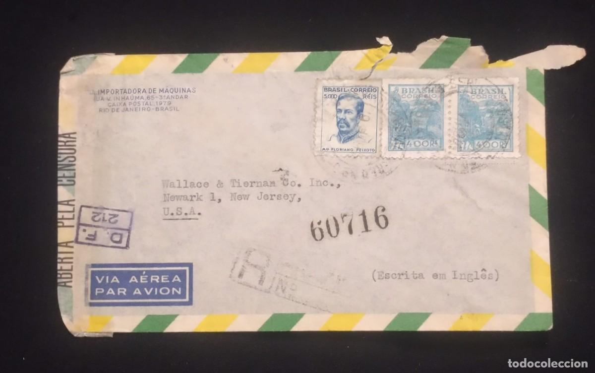 Sellos: TS) 1940 BRAZIL, CENSORSHIP, REGISTRATION NUMBER, AIRMAIL,WITH MARSHAL FLORIANO PEIXOTO AND AGRICULT