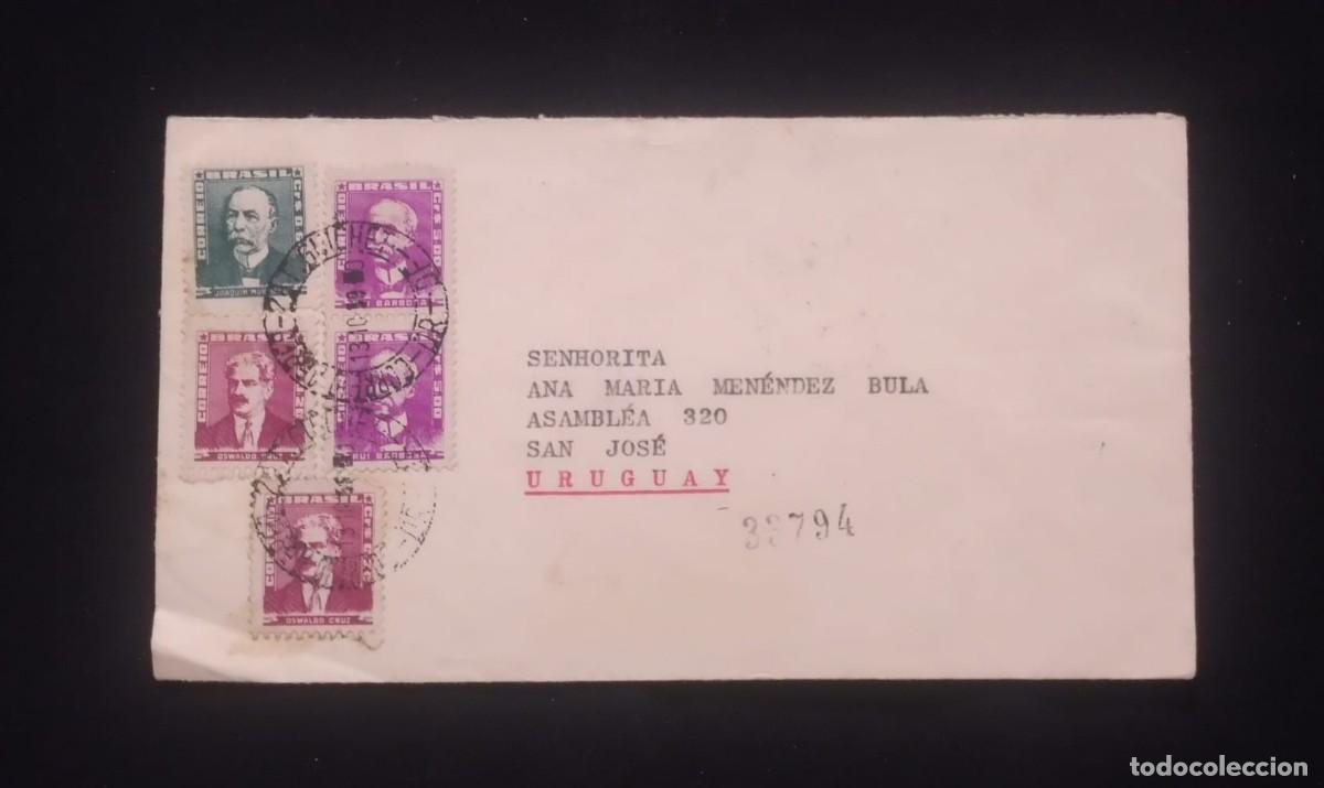 Sellos: TS) 1985 BRAZIL, REGISTRATION NUMBER, COVER SENT FROM RIO DE JANEIRO TO SAN JOSE, URUGUAY,WITH BRAZI