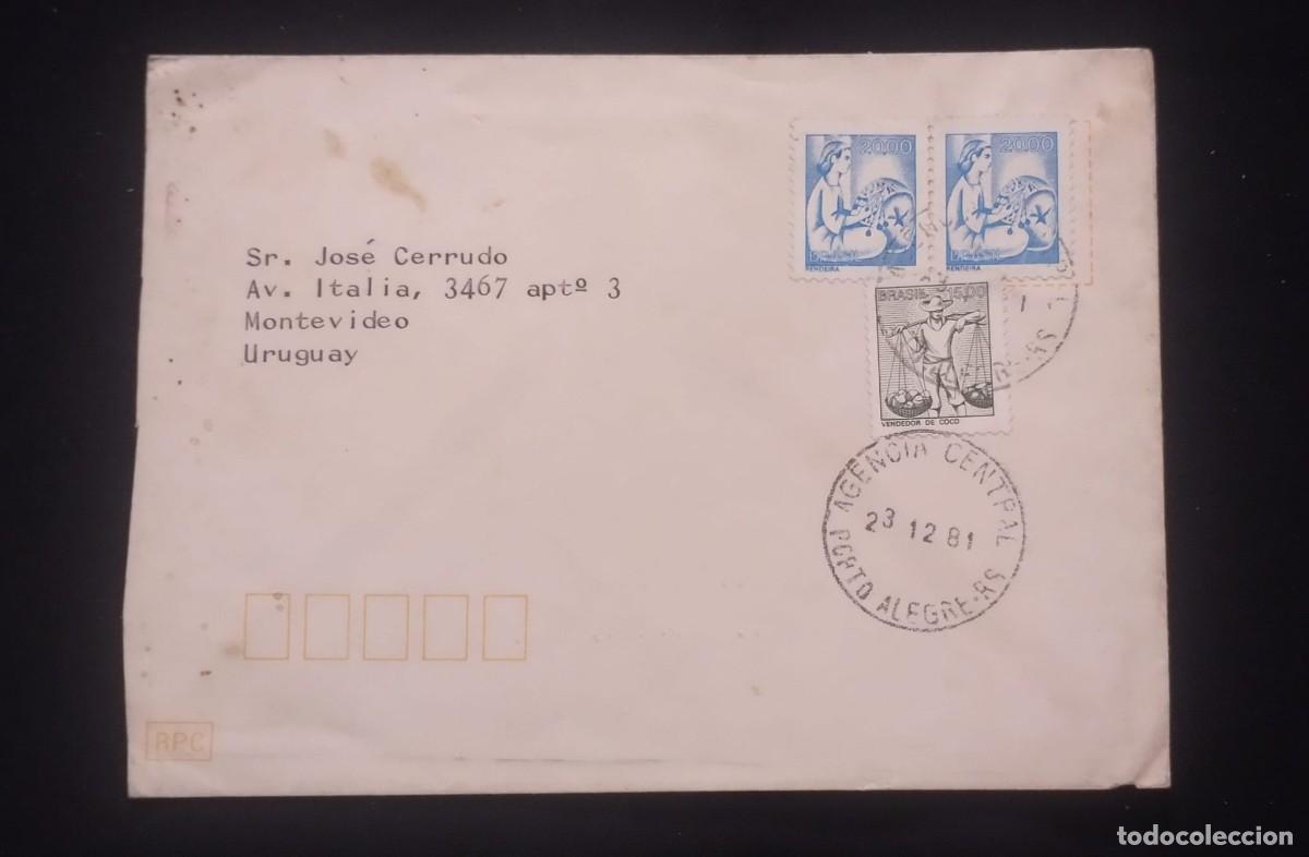 Sellos: TS) 1981 BRAZIL, COVER SENT FROM PORTO ALEGRE TO MONTEVIDEO,WITH FARM WORK.