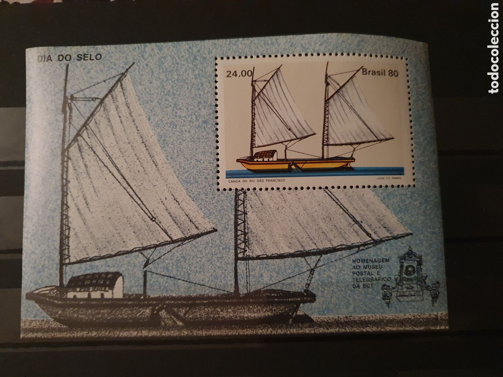 Sellos: ENORME HOJA BLOQUE BARCO VELERO BRASIL