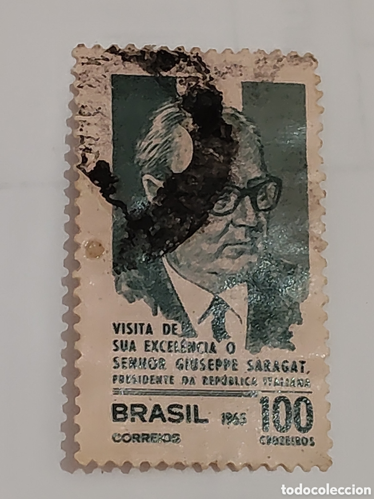 Sellos: Sello de Brasil Visita del Presidente de Italia Giuseppe Saragat 1965 usado
