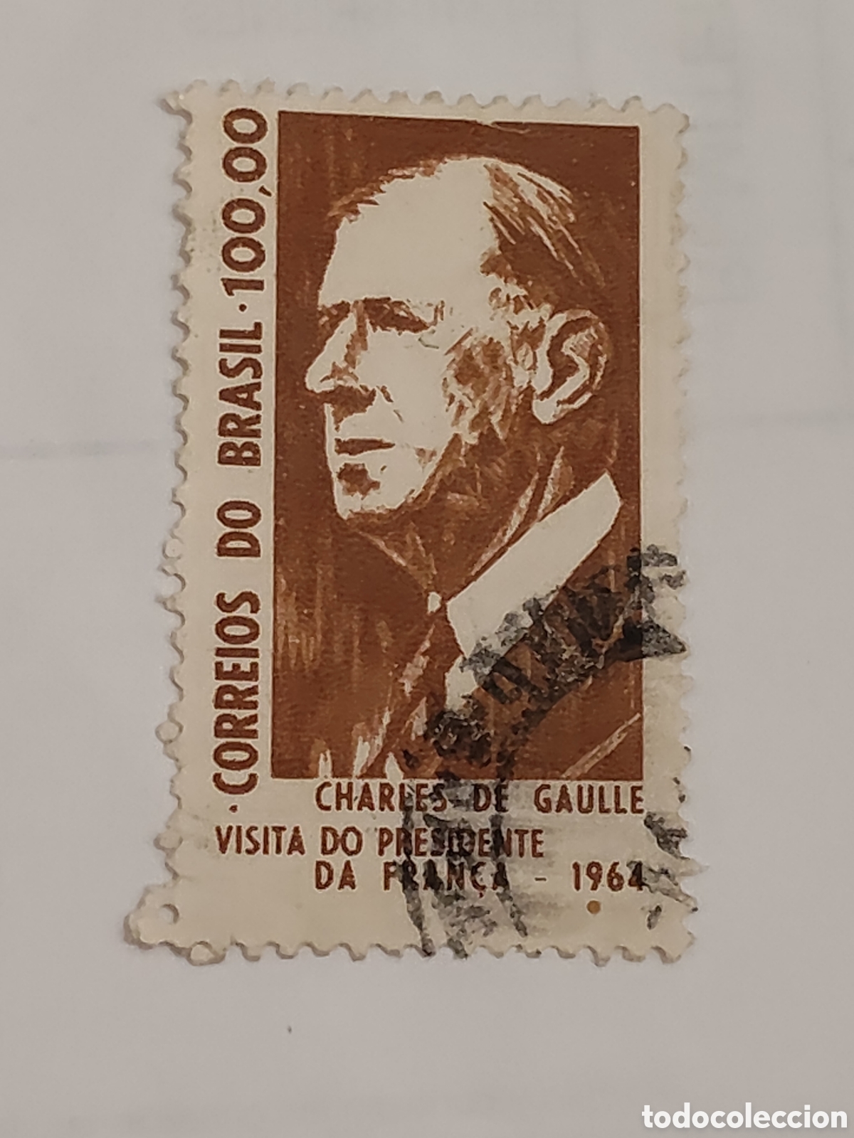 Sellos: Sello de Brasil visita del Presidente Charles de Gaulle a Brasil 1964 usado