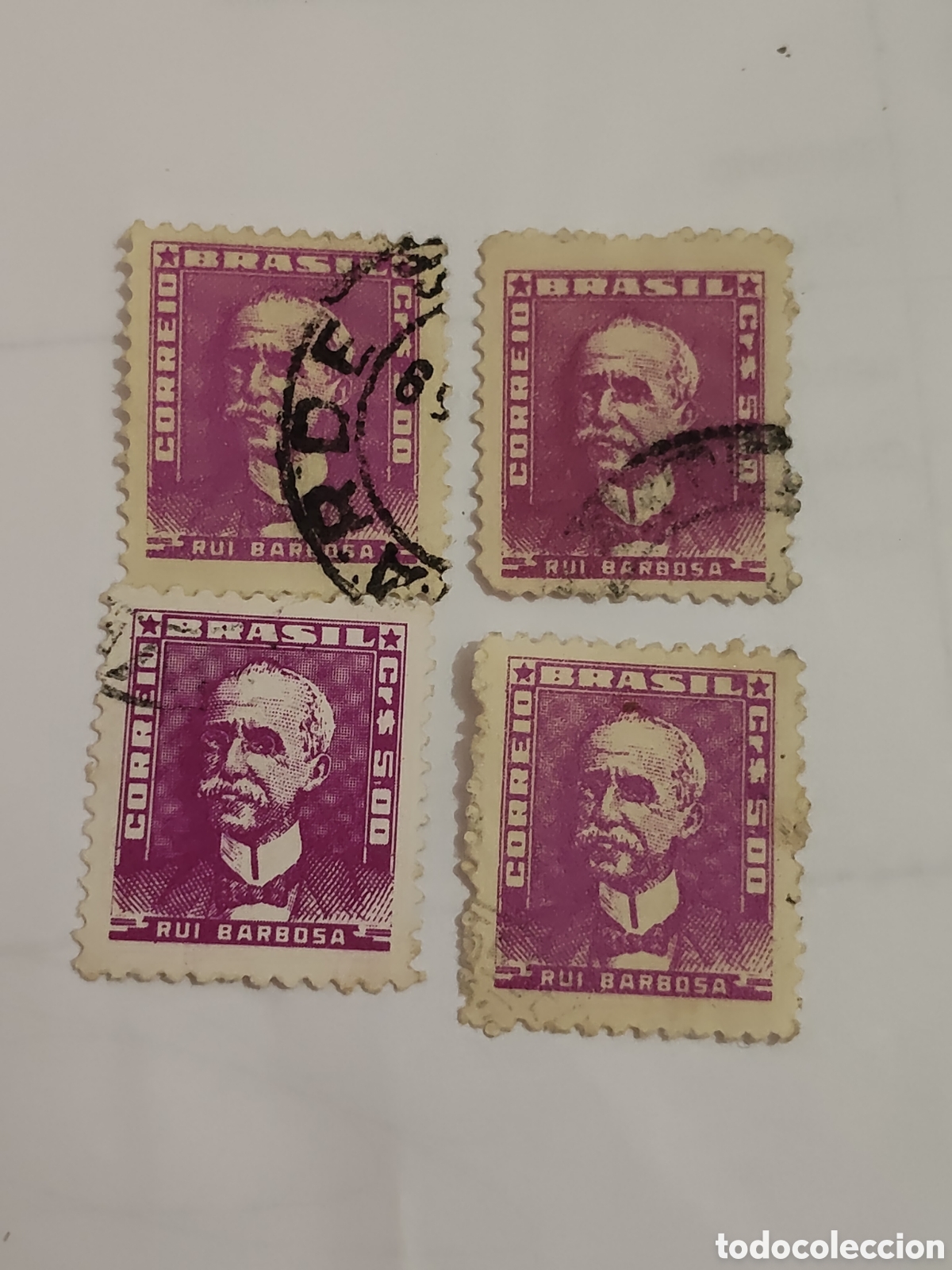 Sellos: 4 sellos de Brasil Ruiz Barbosa jurista y pol&iacute;tico 1954 usados