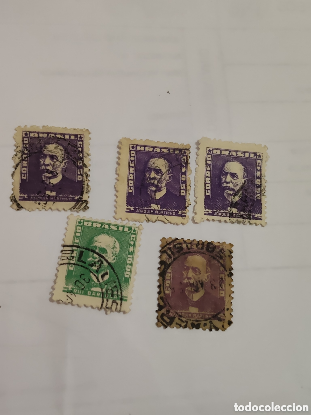 Sellos: 5 Sellos de Brasil Joaqu&iacute;n Murtinho m&eacute;dico pol&iacute;tico y estadista 1954 usados