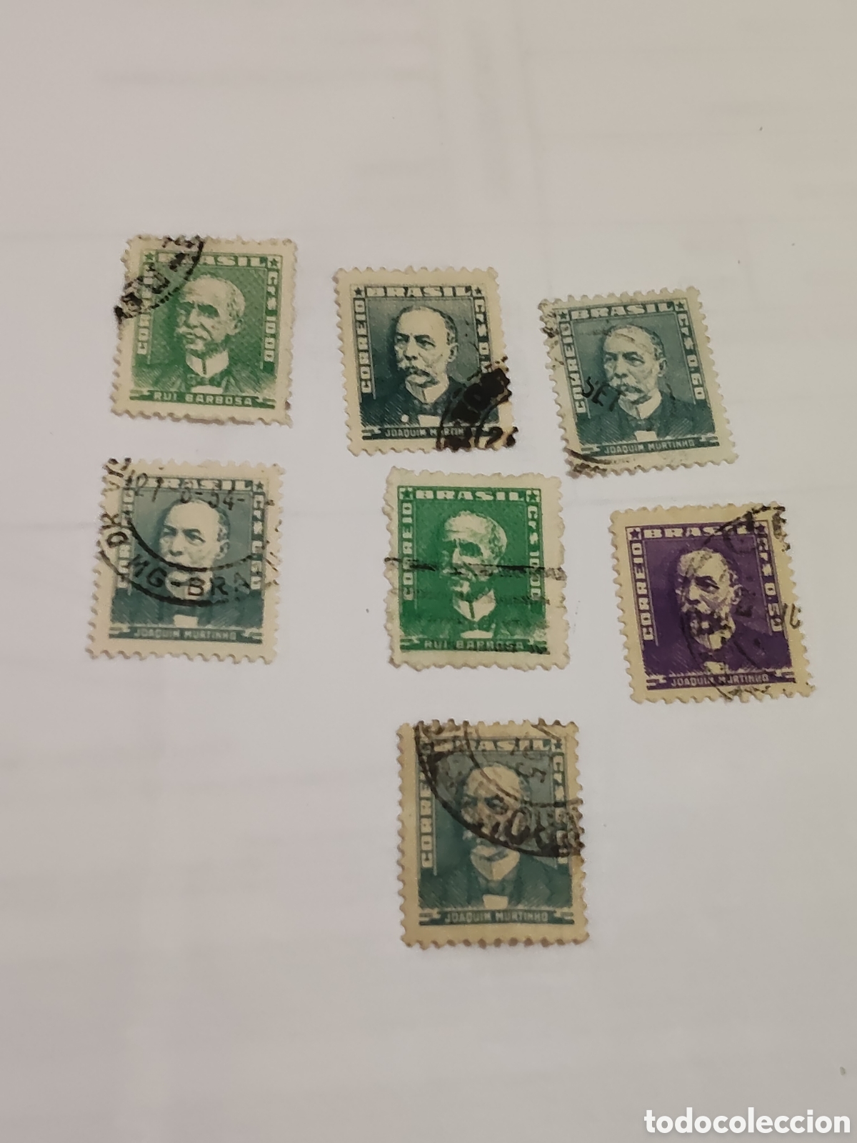 Sellos: 7 sellos de Brasil Joaqu&iacute;n Murtinho pol&iacute;tico y m&eacute;dico 1954 usados