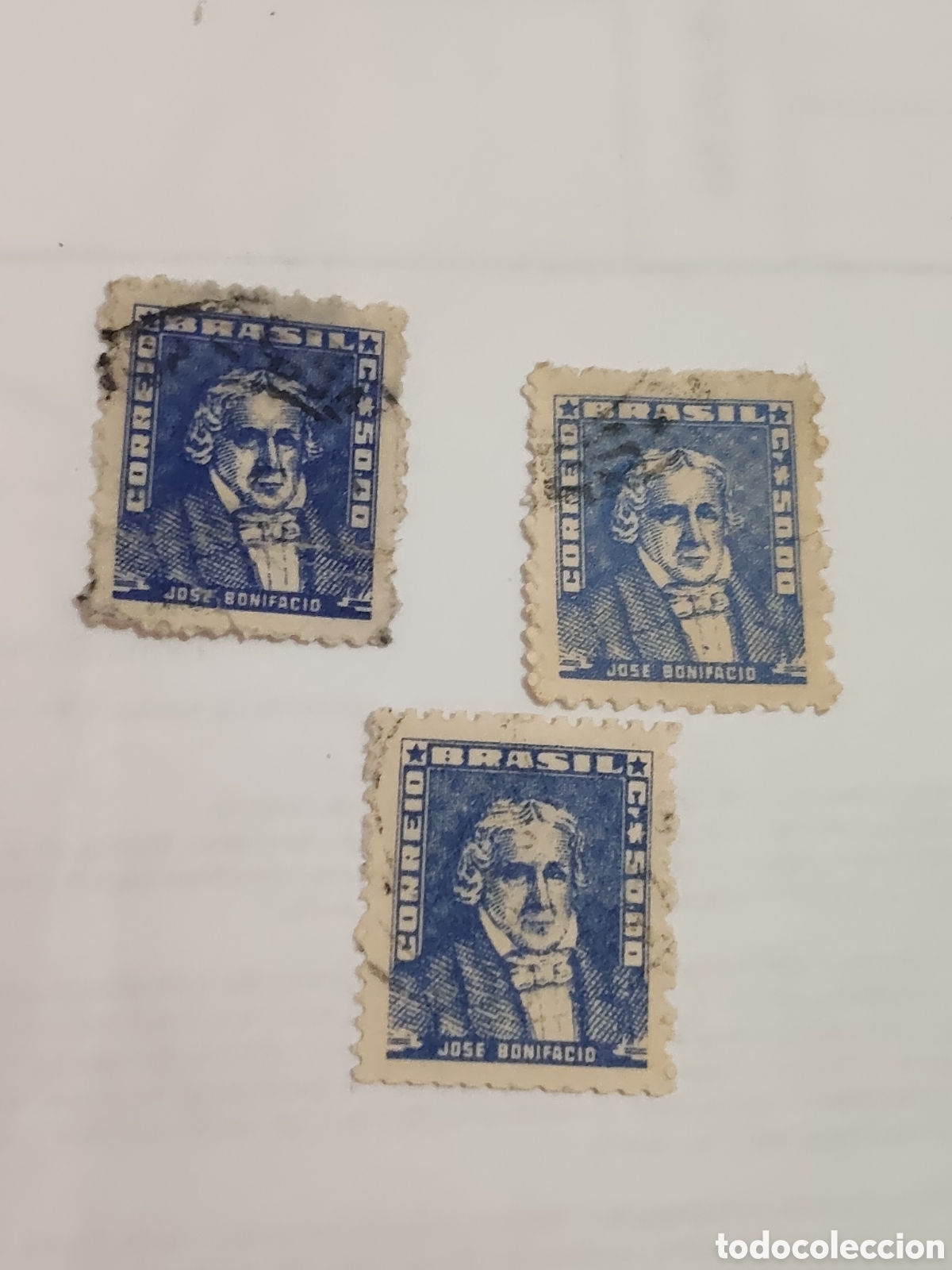 Sellos: 3 Sellos de Brasil Jos&eacute; Bonifacio de Andrada e Silva patriarca de la Independencia 1959