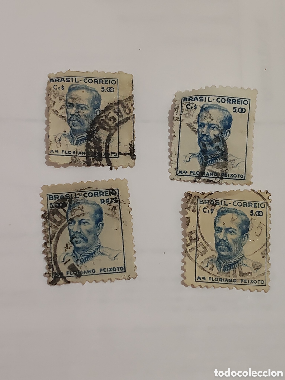 Sellos: 4 sellos de Brasil Mariscal Floriano Peixoto militar y 2&ordm; Presidente de Brasil 1941