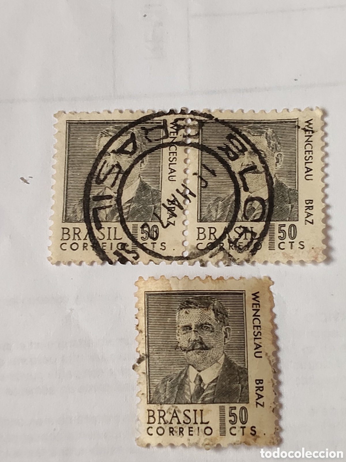 Sellos: 3 sellos de Brasil Wenceslau Braz noveno Presidente del pa&iacute;s 1968 usados