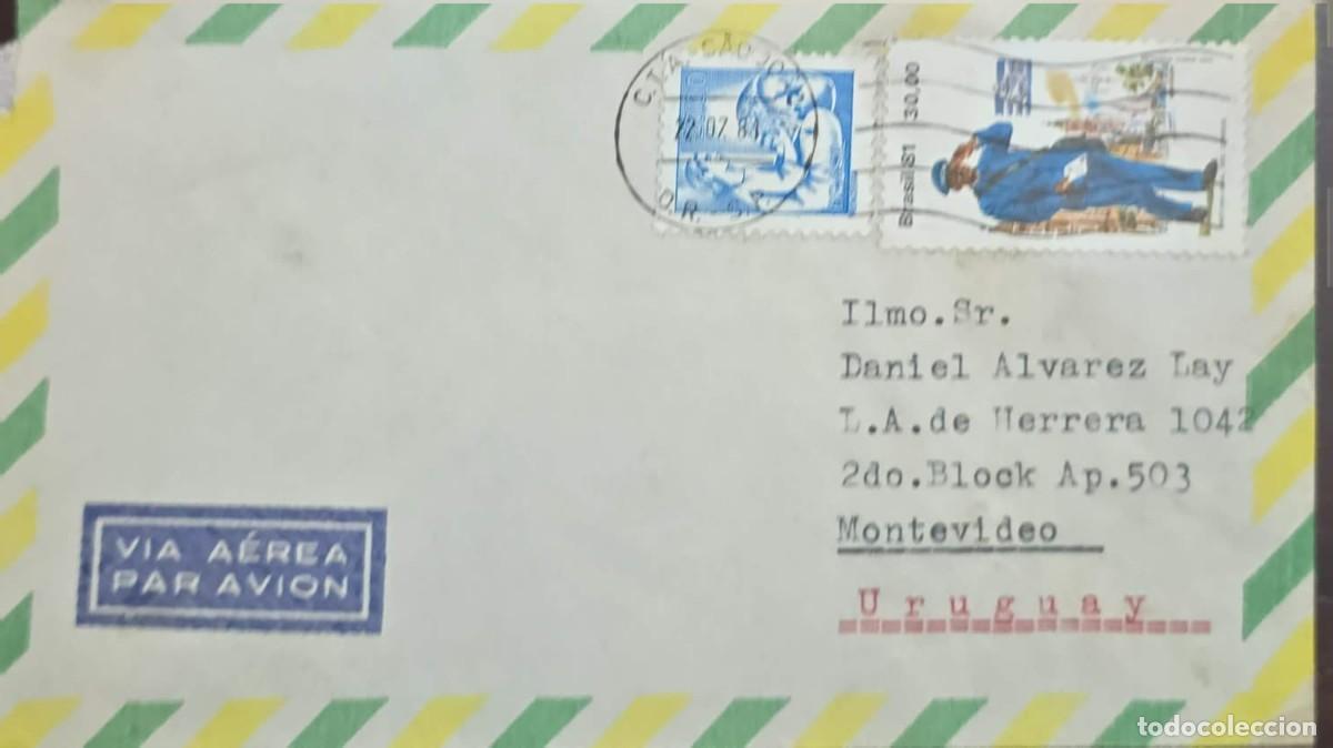 Sellos: MI) 1984 BRAZIL, STANDARD LETTER COVER (COMMERCIAL ENVELOPE) SENT VIA AIRMAIL TO MONTEVIDEO, URUGUAY