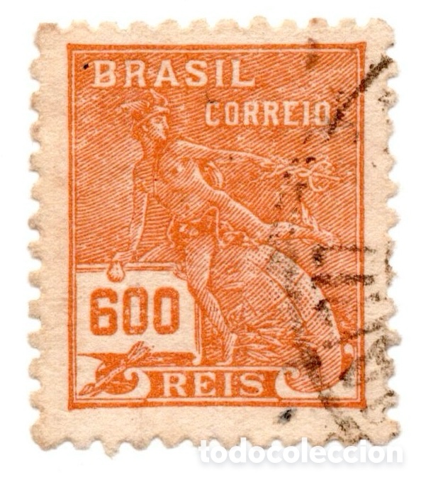 Sellos: Brasil 1920-41 Merc&uacute;rio Com&eacute;rcio 600 r&eacute;is laranja usado