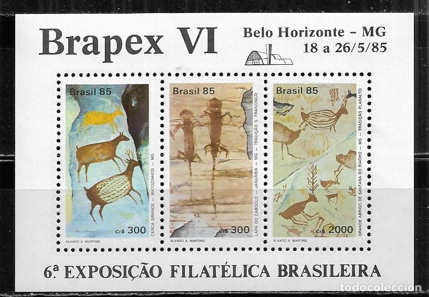 Sellos: BRASIL 1985, HOJA BLOQUE Ivert 66 - 6&ordm; EXPOSICI&Oacute;N FILAT&Eacute;LICA BRASILEIRA. MNH.