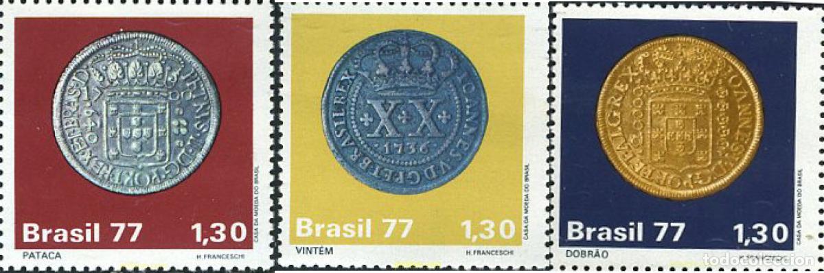 Sellos: 173457 MNH BRASIL 1977 MONEDAS COLONIALES