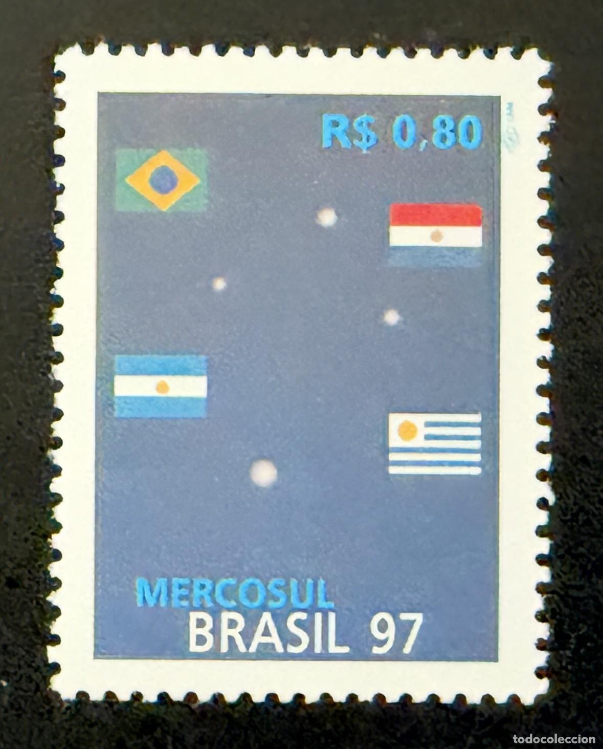 Sellos: Brasil 1997 Mi. 2768 emisi&oacute;n conjunta Mercosur banderas cooperaci&oacute;n