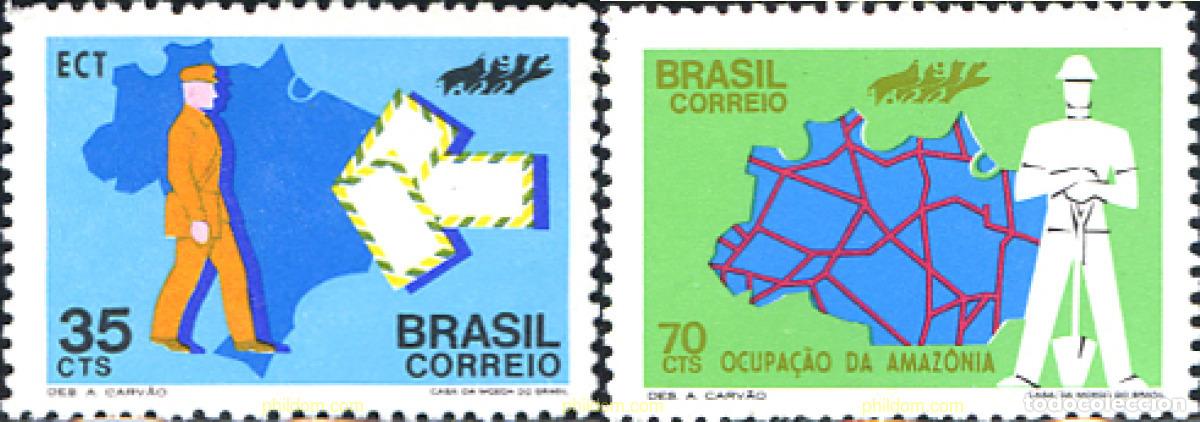 Sellos: 796155 MNH BRASIL 1972 PROPAGANDA POR LA UNIFICACION DE LOS MEDIO DE COMUNICACION