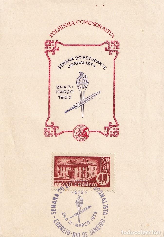 Timbres: Hoja conmemorativa numerada - Muy dif&iacute;cil / Semana del estudiante periodista (R&iacute;o de Janeiro 1955)
