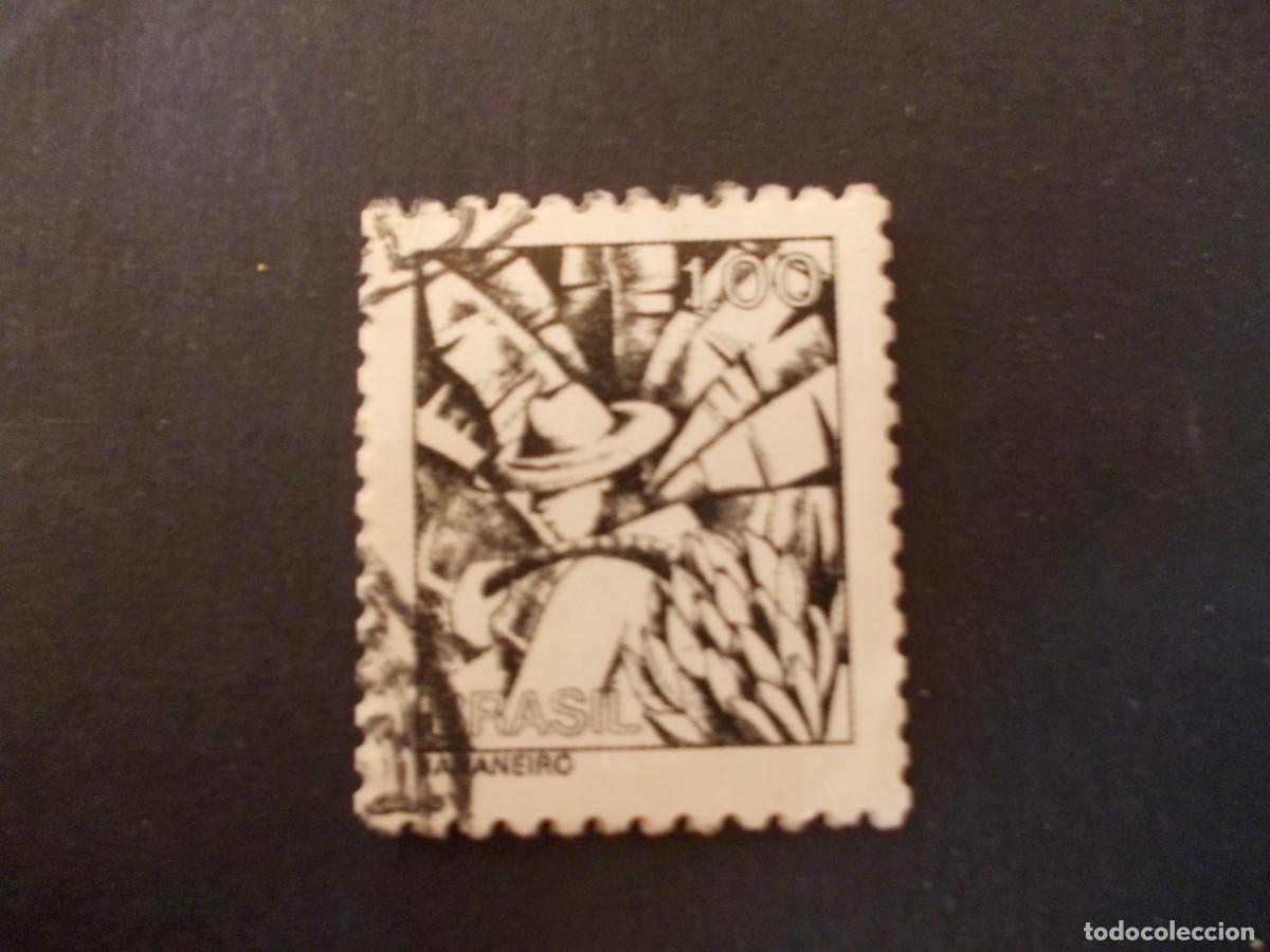 Timbres: Sello Brasil 100 Bananero emisi&oacute;n art&iacute;stica dise&ntilde;o geom&eacute;trico filatelia bot&aacute;nica brasile&ntilde;a vintage