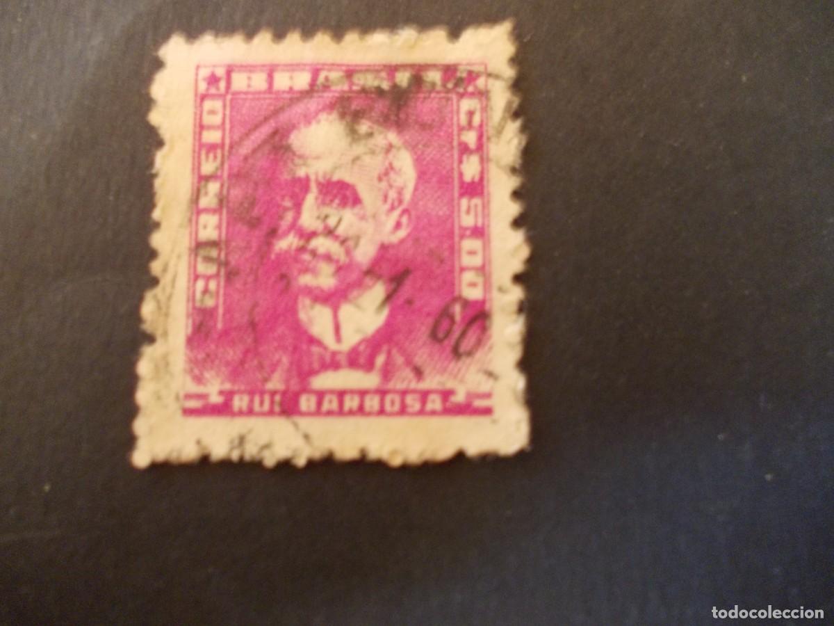 Francobolli: Sello Rui Barbosa Brasil 500 CTS emisi&oacute;n magenta figura hist&oacute;rica brasil filatelia vintage 1960