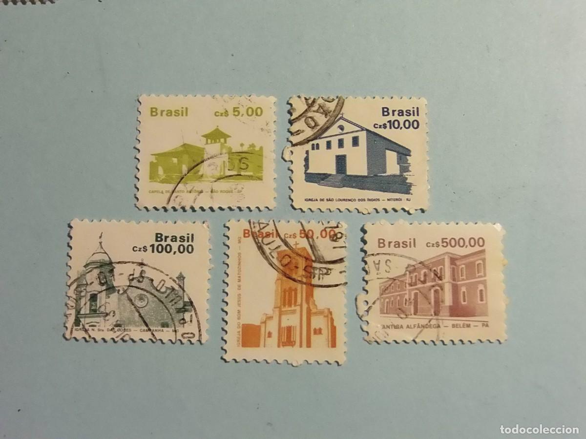 Sellos: BRASIL 1976 - ARQUITECTURA, EDIFICIOS - 5 VALORES.