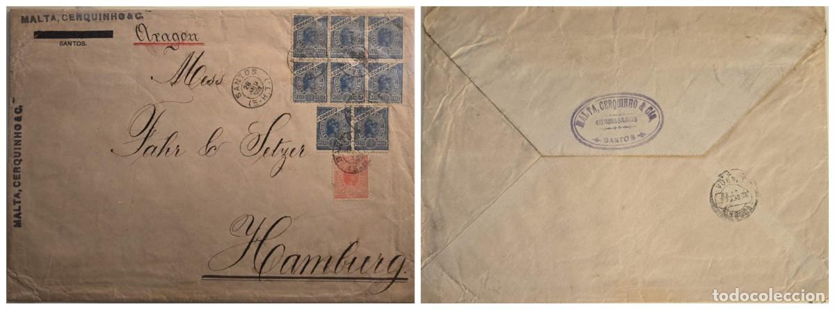 Sellos: O) 1900 circa, BRAZIL, ARAGON, LIBERTY HEAD SCT 161 200 reais, LIBERTY HEAD SCT 160 100 reais, MALT