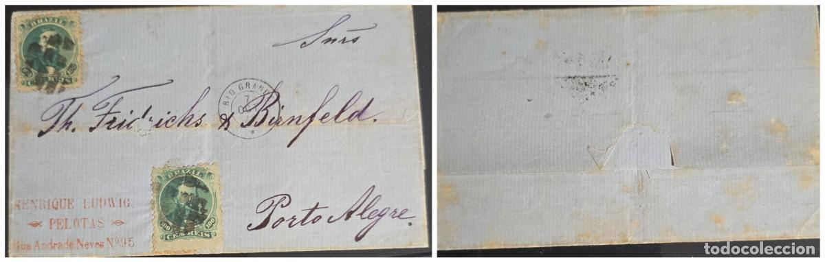 Stamps: O) 1875 circa, BRAZIL, RIO GRANDE, HENRIQUE LUDWING - PELOTAS, EMPEROR DOM PEDRO - WHITE BEARD