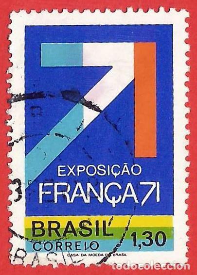 Sellos: Brasil. 1971. Scott # 1197. Exposicion Francia '71. Bandera