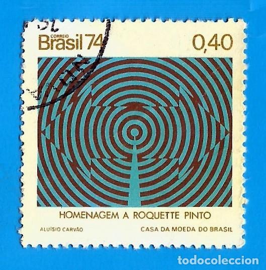 Sellos: Brasil. 1974. Scott # 1339. Homenaje a Roquette Pinto. Radiosociedad de Rio de Janeiro