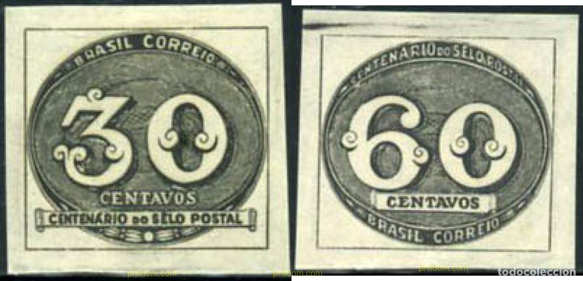 Sellos: 796695 MNH BRASIL 1943 100 ANIVERSARIO DEL SELLO BRASILE&Ntilde;O
