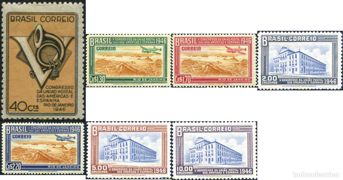 Sellos: 204603 MNH BRASIL 1946 CONGRESO DE L'UNION POSTAL DE AMERICA Y ESPA&Ntilde;A A RIO DE JANEIRO