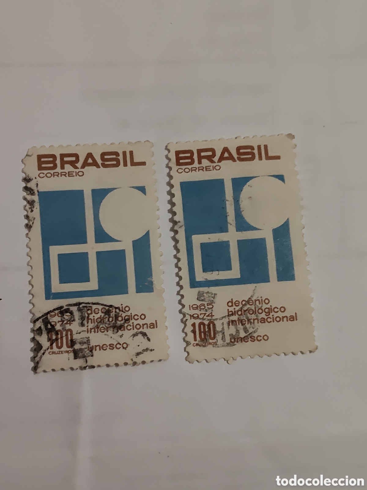 Sellos: 2 sellos de Brasil Decenio hidrol&oacute;gico internacional de la UNESCU