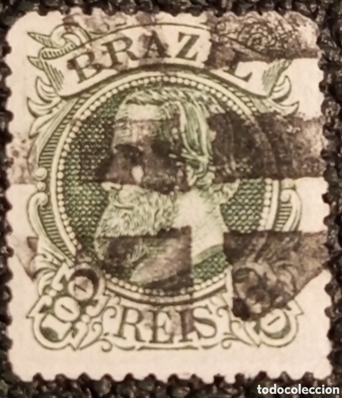Sellos: Sello Brasil 1878 Dom Pedro II Barba Branca 100 Reis Verde Usado - Scott 71