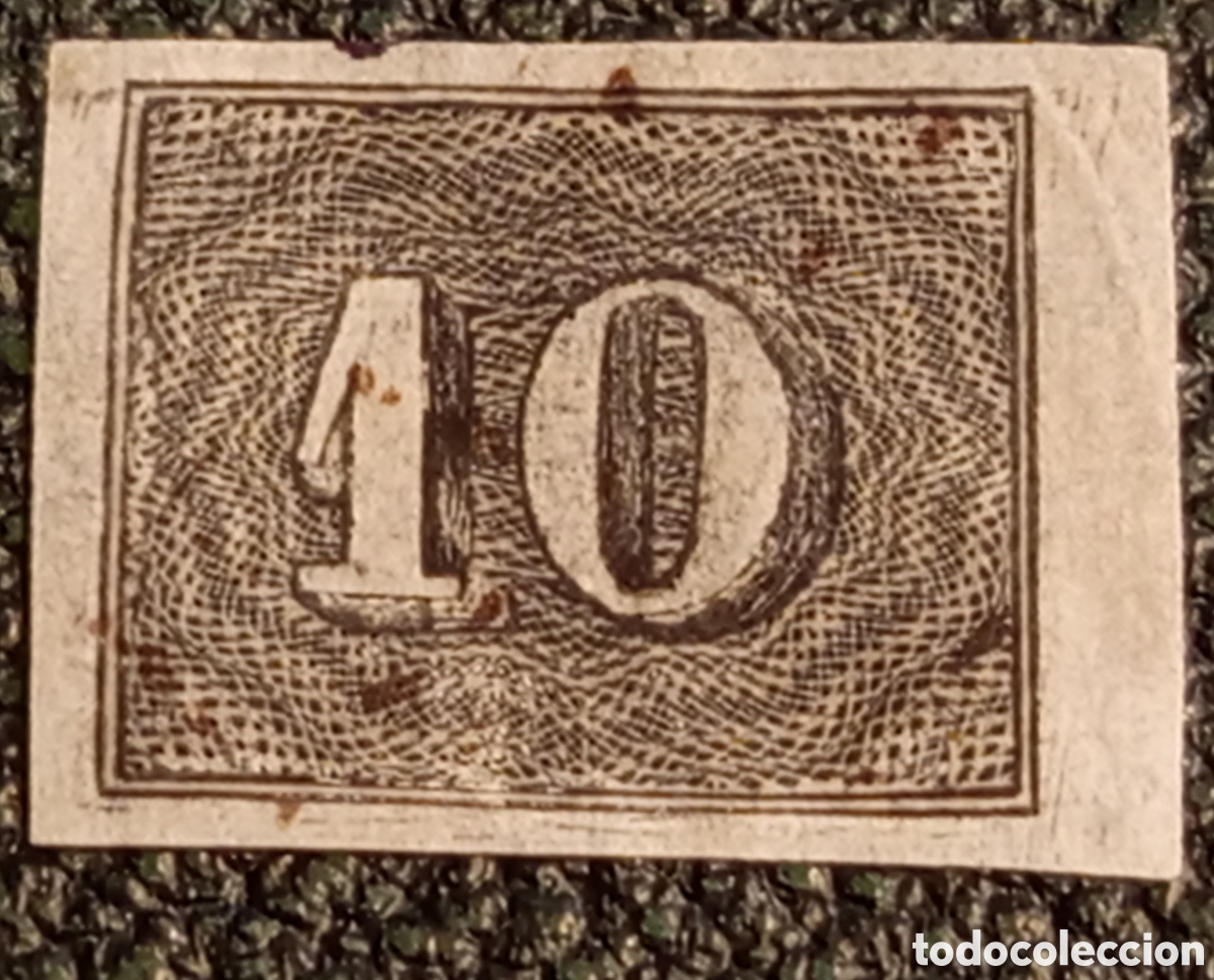 Sellos: &bull; Sello Brasil 1850 Olho de Cabra 10 Reis Negro Numeral Vertical - Scott 11