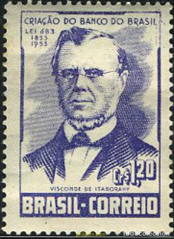 Sellos: 797659 MNH BRASIL 1953 CENTENARIO DE LA REORGANIZACION DE LA BANCA DE BRASIL